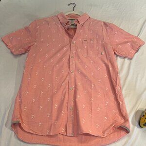 VANS Large Mens Shirt Peach/Pink with Palm Trees